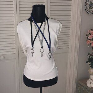 💎 3-Pack Rhinestone Lanyard Bundle — Silver, Blue & Black Sparkle – NWOT